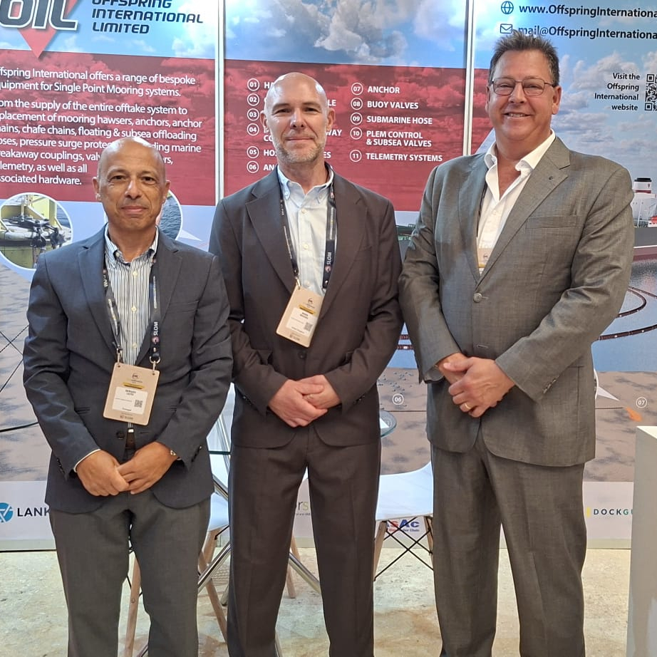 Offspring International's Mark Brooks and Egbert Wibbelink with Lankhorst's Sergio Leite at SLOM 2026.